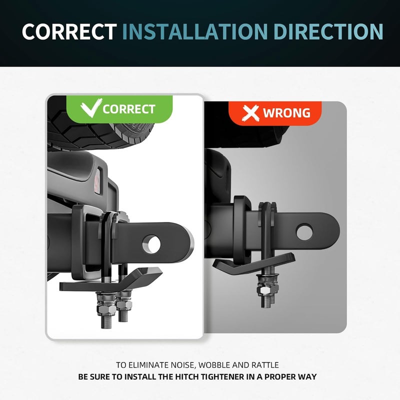 CROSSHIP Hitch Tightener for 1.25" and 2" - Anti Rattle Clamp, Heavy Duty Hitch Stabilizer Easy Installation, Reduce Movement on Mount Tray Cargo Carrier Bike Rack Trailer Ball, Black - Image 4